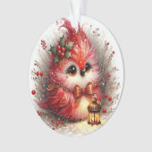Whimsical Holiday Bird with Lantern Ornament (Vorderseite)