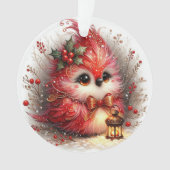 Whimsical Holiday Bird with Lantern Ornament (Vorderseite)