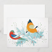 Whimsical Holiday Birds Mitteilungskarte (Vorne/Hinten)