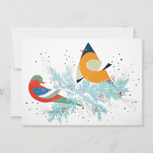 Whimsical Holiday Birds Mitteilungskarte (Vorderseite)
