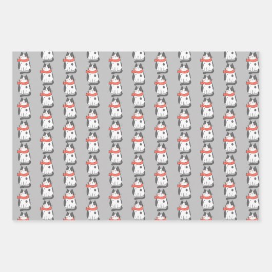 Whimsical Holiday Cat Trio Geschenkpapier Set (Vorderseite 2)