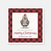 Whimsical holiday chickens napkins name editable serviette (Vorderseite)