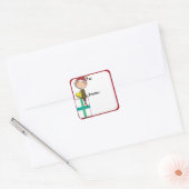 Whimsical Holiday Elf Geschenksticker Quadratischer Aufkleber (Umschlag)