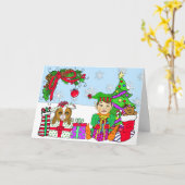 Whimsical Holiday Elf und festliche Geschenke nach Karte (Gelbe Blume)