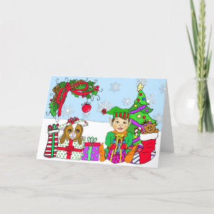 Whimsical Holiday Elf und festliche Geschenke nach Karte
