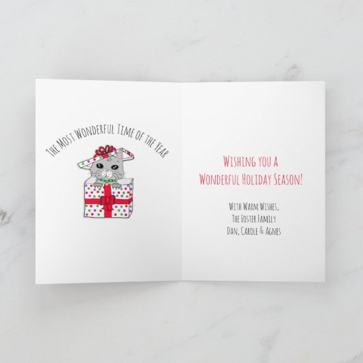 Whimsical Holiday Elf und Weihnachtsbaum Karte (Innenseite)