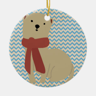Whimsical Holiday Ferret Keramik Ornament