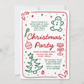 Whimsical Holiday Hand gezeichnetes Weihnachtsfest Einladung (Vorderseite)