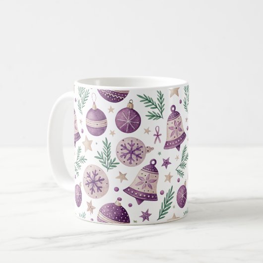 Whimsical Holiday Mug – Purple Bell Design Kaffeetasse (Vorderseite Links)