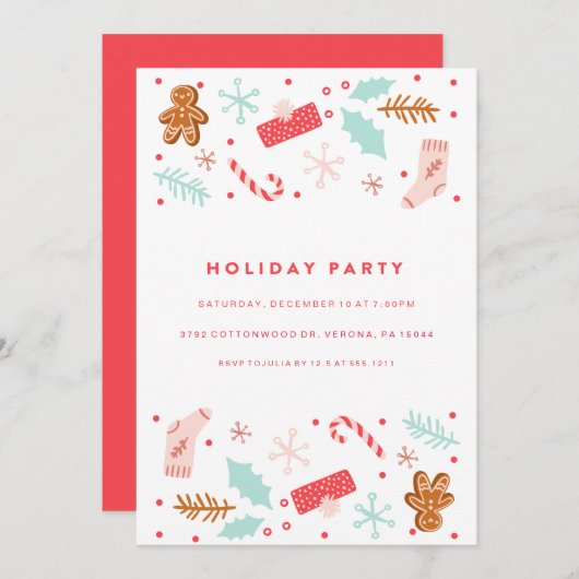 Whimsical Holiday Party Einladung (Vorne/Hinten)