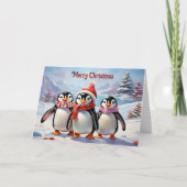 Whimsical Holiday Penguin Trio Karte (Vorderseite)