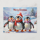 Whimsical Holiday Penguin Trio Postkarte (Vorderseite)