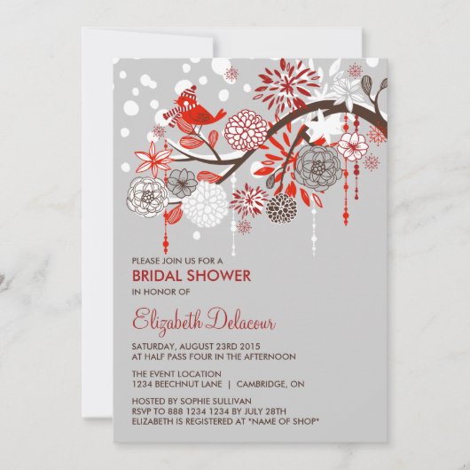 Whimsical Holiday Snow Bridal Dusche Einladung (Vorderseite)