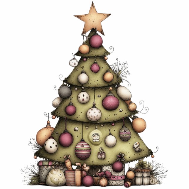 Whimsical Holiday Tree Freistehende Fotoskulptur (Vorne)