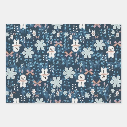 Whimsical Holiday Wrapping Paper Flat Sheet Geschenkpapier Set (Vorderseite 2)