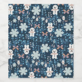 Whimsical Holiday Wrapping Paper Flat Sheet Weinetikett (Einzelnes Label)