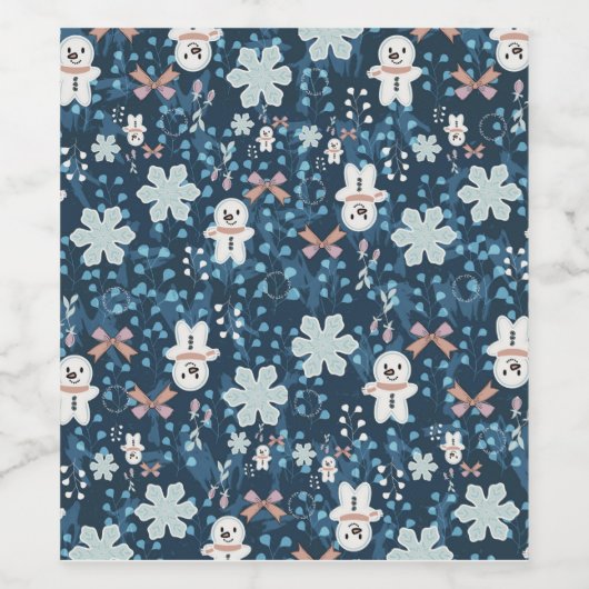 Whimsical Holiday Wrapping Paper Flat Sheet Weinetikett (Einzelnes Label)