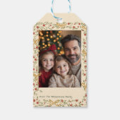 Whimsical Holiday Wreath & Bows Photo Card Geschenkanhänger (Vorderseite)