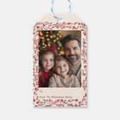 Whimsical Holiday Wreath & Bows Photo Card Geschenkanhänger (Vorderseite)