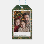 Whimsical Holiday Wreath & Bows Photo Card Geschenkanhänger (Vorderseite)