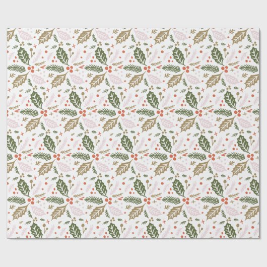 Whimsical Holly Berry farbenfrohe Weihnachtsfeiert Geschenkpapier (Flach)