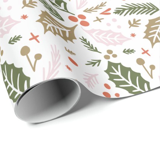 Whimsical Holly Berry farbenfrohe Weihnachtsfeiert Geschenkpapier (Rolleneckpunkt)