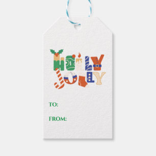 Whimsical Holly Jolly Holiday Gift Tags Geschenkanhänger