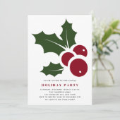 Whimsical Holly Modern Holiday Party Einladung (Stehend Vorderseite)