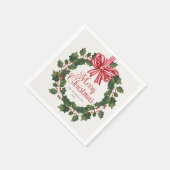 Whimsical Holly Wreath Weihnachten Serviette (Ecke)