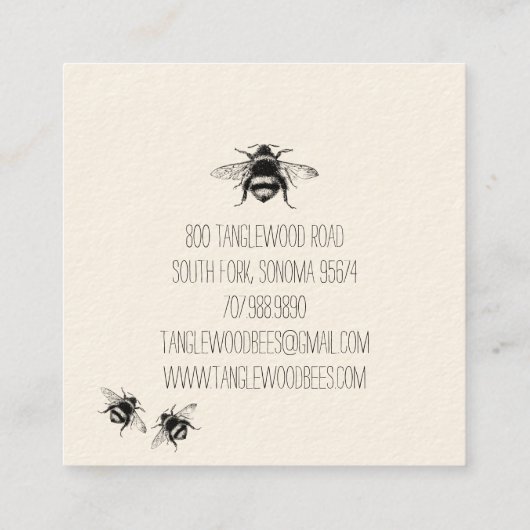 Whimsical Honey Bee Apiary Beekeeper Quadratische Visitenkarte (Rückseite)
