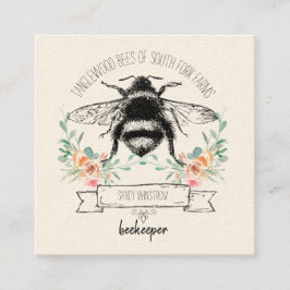 Whimsical Honey Bee Apiary Beekeeper Quadratische Visitenkarte