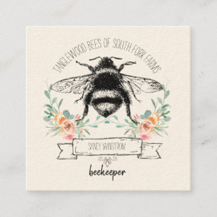 Whimsical Honey Bee Apiary Beekeeper Quadratische Visitenkarte