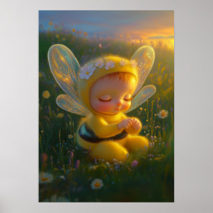 Whimsical Honey Bee Baby in einem sonnendurchflute Poster