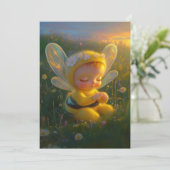 Whimsical Honey Bee Baby in Sunlit Einladung (Stehend Vorderseite)