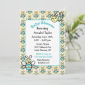 Whimsical Honey Bee Boy's Baby Shower Einladung (Stehend Vorderseite)