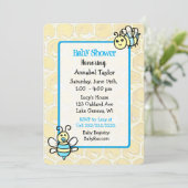 Whimsical Honey Bee Boy's Baby Shower Einladung (Stehend Vorderseite)
