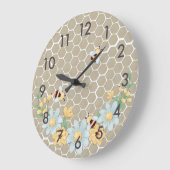 Whimsical Honey Bee Yellow Große Wanduhr (Winkel)