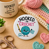 Whimsical Hooked on Crochet Button