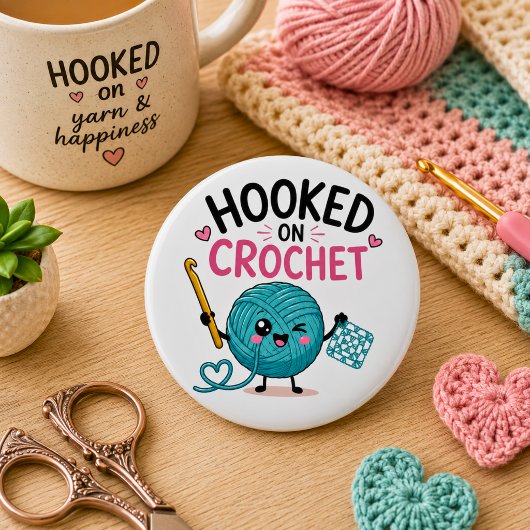 Whimsical Hooked on Crochet Button
