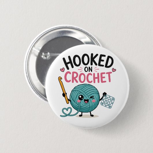 Whimsical Hooked on Crochet Button (Vorne & Hinten)