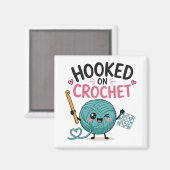 Whimsical Hooked on Crochet Magnet (Vorderseite/Rückseite)