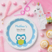 Whimsical Hoot Owl Woodland Animal Baby Boy Dusche Pappteller (Party)