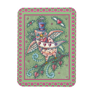WHIMSICAL HOOTS N' HEARTS CUPID OWL VALENTINE MAGNET