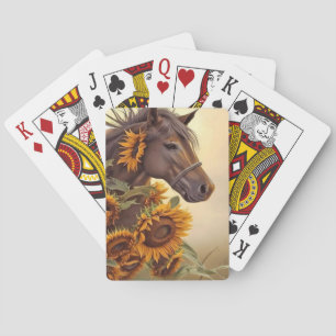 Whimsical Horse in Sonnenblumen Spielkarten