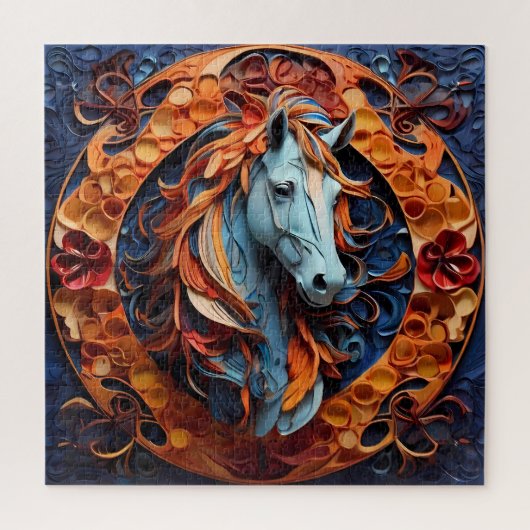 Whimsical Horse Portrait: Ein Kunstpuzzle Puzzle (Vertikal)