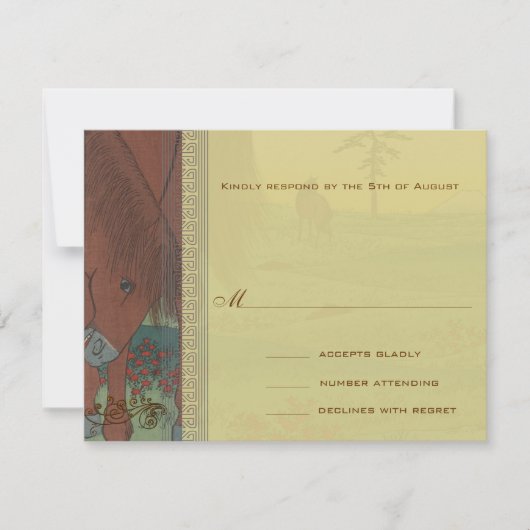 Whimsical Horse Wedding Response Card RSVP Karte (Vorderseite)