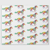 Whimsical Horse Wrapping Paper Geschenkpapier (Flach)