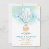 Whimsical Hot Air Ballon Baby Dusche Bärenjunge Einladung (Vorderseite)