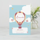 Whimsical Hot Air Ballon Geburtstag Einladung (Stehend Vorderseite)