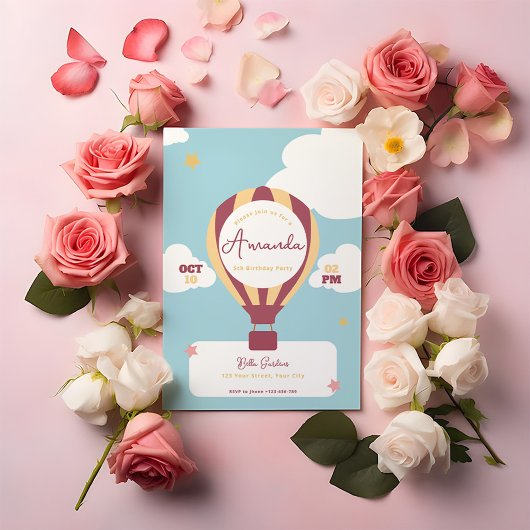 Whimsical Hot Air Ballon Geburtstag Einladung